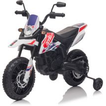 Moto Elettrica per Bambini 12V con Licenza Aprilia RX-125 Motocross Bianca