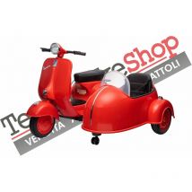 Moto Elettrica Per Bambini Vespa Sidecar Big 12V-Rosso