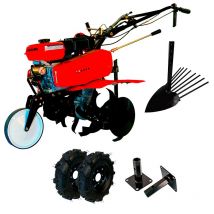 Motobineuse 7CV Démarrage Électrique + Roues 400x8 + Manchons + Arrache-patates + asurcador