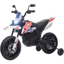 Aiyaplay - Motocross électrique enfant licence officielle Aprilia rx 125 max. 6 Km/h roues aux. amovibles blanc