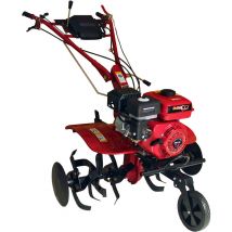 Bricoferr - Motobineuse à Entraînement Direct à 2+1 Vitesses, Avec Grandes Roues 400X8, Lames et Roulettes Incluses