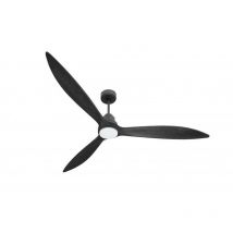 Tenerife - Super destratificateur et ventilateur dc 166 cm Gris basalte pales bois noir avec Lumière 30 à 60 m²