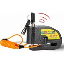 Briday - Motorcycle Anti-Theft Alarm Disc Block Scooter Disc Lock with 110dB Alarm, 2 Keys, 1.5m Anti-Theft Cable, 1 Bag of Alarm Disc Block for