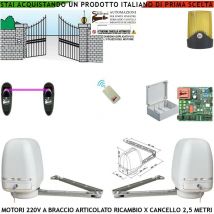 Securvera - Motori Cancello Elettrico 220 v Braccio Articolato Ricambio Cancello Automatico 5 mt 2 Ante Battenti da 0,5 Fino a 2,5 Metri Centrale