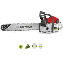 Greencut - Motosierra de gasolina 75cc 4.8cv, motor térmico 2 tiempos, espada 24", longitud corte 61cm, ideal para tala y poda, peso 8,75kg GS750X