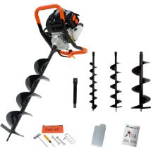 Mototrivella a scoppio, trivella, trivellatrice 52 CM³ con 3 punte + prolunga