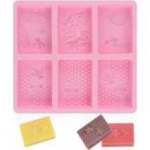 Moules en silicone abeille 3D pour artisanat fait maison - Carré, rose
