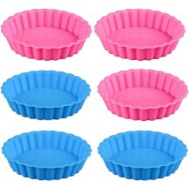 Moules À Tarte Plat En Silicone Rond Antiadhésifs Mini Moule À Gâteaux Moule À Pâtisserie Pour Tartelettes Quiche Gelée 6 Pièces
