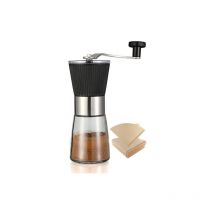 Sunxury - Moulin à café manuel avec filtre à café 100 pièces, avec fraise conique réglable en céramique pour filtre à expresso Aeropress, moulin à