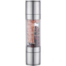 Moulin à poivre manuel 2 en 1 en acier inoxydable – Grossièreté réglable, moulin à épices rechargeable pour tous types d'épices – Un indispensable de