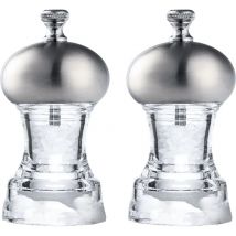 Moulin à sel ou à poivre manuel pour chef professionnel, moulin à épices avec couvercle en acier inoxydable, lames en céramique et grosseur réglable,