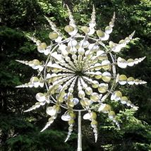 Moulin à vent en métal unique et magique, sculpture cinétique alimentée par le vent 3D, moulin à vent solaire en métal, moulin à vent solaire pour