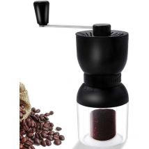 Moulin à café manuel, moulin à café réglable avec deux récipients en céramique avec couvercles rechargeables pour Aeropress, café égoutté, expresso,