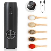 Sunxury - Moulin à Poivre électrique Rechargeable, Moulins Sel Poivre Automatique avec Lumière led Blanche, Grossièreté Réglable, Opération à Une