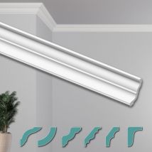 O Corniches de Plafond Modernes en Polystyrène xps Blanc, 2 Mètres Moulures Décoratives Angles: ZG36 - 100 x 85 mm, Exemple de pièce - Hexim