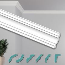 O Corniches de Plafond Modernes en Polystyrène xps Blanc, 2 Mètres Moulures Décoratives Angles: ZG34 - 85 x 85 mm, Paquet d'économie de 40 mètres