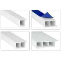 Moulures creuses pvc blanc 2m - hauteur des bords 15mm hj: Sans ruban adhésif en mousse, 219 - 40x15mm avec drapeau