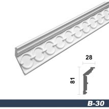 Marbet Design - Moulures de stuc à motifs blancs, eps Styropor ajustement forme, Paquets d'épargne Marbet série b: B-30 / 28x81mm, Max. Forfait