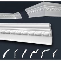 Moulures de stuc à motifs blancs, EPS Styropor ajustement forme, Paquets d'épargne Marbet série B: B-48 / 72x124mm, 30 Mètres / 15 Bandes