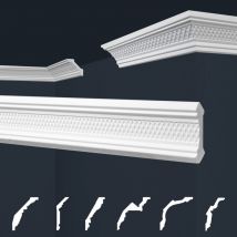 Marbet Design - Moulures de stuc à motifs blancs, eps Styropor ajustement forme, Paquets d'épargne Marbet série b: B-3 / 46x46mm, 30 Mètres / 15