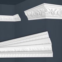 Marbet Design - Moulures de stuc à motifs blancs, eps Styropor ajustement forme, Paquets d'épargne Marbet série b: B-26 / 53x88mm, 2 mètres / 1 bande