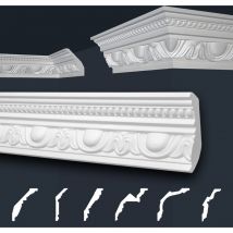 Marbet Design - Moulures de stuc à motifs blancs, eps Styropor ajustement forme, Paquets d'épargne Marbet série b: B-24 / 70x90mm, 2 mètres / 1 bande