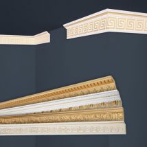 Marbet Design - Moulures de stuc à motifs or, eps Styropor ajustement forme, Paquets d'épargne Marbet: B-21 or / 28x73mm, 50 Mètres / 25 Bandes
