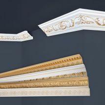 Marbet Design - Moulures de stuc à motifs or, eps Styropor ajustement forme, Paquets d'épargne Marbet: B-6 or / 53x53mm, 20 Mètres / 10 Bandes