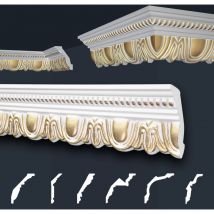 Marbet Design - Moulures de stuc à motifs or, eps Styropor ajustement forme, Paquets d'épargne Marbet: B-34 or / 70x90mm, 30 Mètres / 15 Bandes
