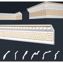Marbet Design - Moulures de stuc à motifs or, eps Styropor ajustement forme, Paquets d'épargne Marbet: B-25 or / 37x100mm, 2 mètres / 1 bande