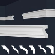 Marbet Design - Moulures en stuc blanc et clair, coffrage xps Styropor, paquets d'épargne Marbet Series-E: E-19 / 21x40mm, Max. Forfait (meilleur