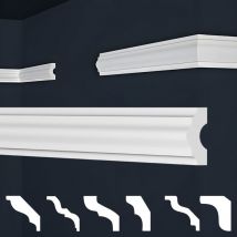 Marbet Design - Moulures en stuc blanc et clair, coffrage xps Styropor, paquets d'épargne Marbet Series-E: E-18 / 16x38mm, 50 Mètres / 25 Bandes