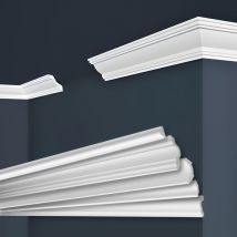 Marbet Design - Moulures en stuc blanc et clair, coffrage xps Styropor, paquets d'épargne Marbet Series-E: 20 Mètres / 10 Bandes, E-40 / 45x45mm