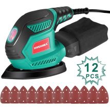 Hychika - Mouse Sander 200W 14000RPM Mouse Detail Sander with Dust Collector, 12PCS Sandpapers(140 140 80mm), Electric Sander for Wood