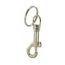 Moschettone a pompa con anello, acciaio nichelato, L.75mm, D.30mm, 1 pezzo.