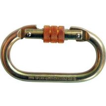 Toplock – Mousqueton acier à vis – Force statique > 23 kN – Norme EN 362 – Charge maximale, Matières, Longueur, Diamètre oeillet, Quantité par pack