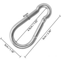 Mousqueton Acier Inoxydable à Ressort M6 (Lot de 20) - 6 cm - Crochet Mousqueton Polyvalent Intérieur/Extérieur pour Porte-Clés, Camping, Pêche et