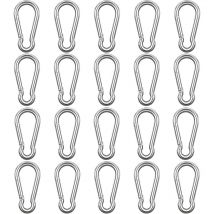 Mousqueton Acier Inoxydable à Ressort M6 (Lot de 20) - 6 cm - Crochet Mousqueton Polyvalent Intérieur/Extérieur pour Porte-Clés, Camping, Pêche et