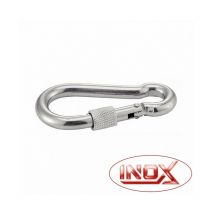 Mousqueton avec vis de sécurité - inox - Longueur: 50 mm - Diamètre: 5 mm - Charge Travail: 50 kg - Charge Rupture: 200 kg