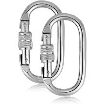 Mousqueton d'escalade 2 pièces 25kn, mousquetons en acier inoxydable o mousqueton de verrouillage avec fermoir à vis pour l'escalade, la descente en