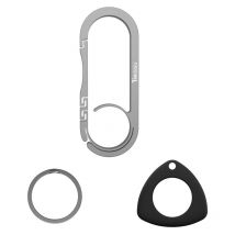 Mousqueton porte-clés anti-perte en acier inoxydable, outil ménager multifonctionnel avec décapsuleur + étui de protection Air tag