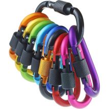 Mousqueton Verrouillage à vis, Crochet Mousqueton Porte-clés pour Le Camping, la pêche, la randonnée, Les Voyages, l'extérieur (10 pièces)