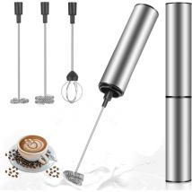 Ersandy - Mousseur à Lait Électrique, Mousseur de Lait Rechargeable usb, Mini Batteur , Mélangeur Acier Inoxydable pour Café Crème Cappuccino