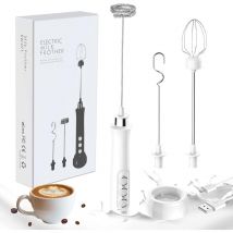 Galozzoit - Mousseur à Lait, Machine à Mousse électrique Portative, Mélangeur de Boisson 3 en 1, Station de Chargement usb avec 3 Fouets en Acier