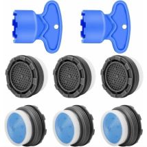 Mousseur Robinet M18, 6 Pièces Aerateur Robinet Economie Eau Avec Filtre, Aérateur de Robinet avec 2 Clé Robinet pour Robinet Lavabo de Salle de Bain