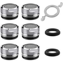 M24 Wasserhahn-Strahlregler, 6-teiliger wassersparender Wasserhahn-Strahlregler mit Edelstahl- und ABS-Filter, inklusive 6 Dichtungen und 1