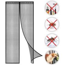 Moustiquaire à Fermeture Aimantée - Fermeture Automatique Maille Ultra Fine, Installation sans Outil Facile (Noir (Nouveau Style) - 90 x 210 cm -
