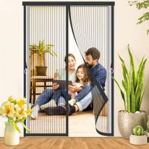 Moustiquaire Porte Fenêtre Magnétique 120x220 cm Noir moustiquaire porte fenetre Anti Mosquito Magnet avec Durable Maille, Fermeture Automatique