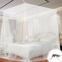 Moustiquaire de lit carrée, Baldaquin en Polyester Lits, Moustiquaire pour lit Double et lit Simple avec Outil d'installation, pour se protéger