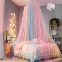 Moustiquaire de Lit Ciel de lit Fille moustiquaire lit Arc-en-Ciel Moustiquaire Ciel de lit Moustiquaire pour Lit Double Simple Ciel de Lit Enfant
